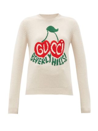 Gucci + Beverly Hills Cherry-Intarsia Wool Sweater