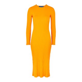 Simon Miller + Wells Orange Ribbed Jersey Midi Dress