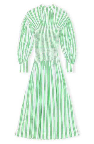 Ganni + Stripe Long Sleeve Organic Cotton Dress