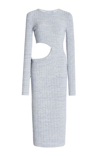 Aya Muse + Shale Cutout Ribbed-Knit Midi Dress