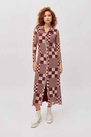 Urban Outfitters + Katherine Mesh Midi Shirt Dress