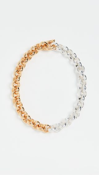 Timeless Pearly + Two Toned Chain Necklace