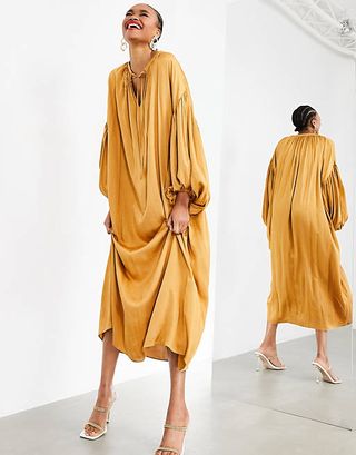 Asos Edition + Maxi Dress With Blouson Sleeve