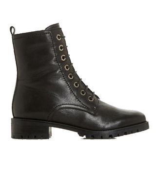 Dune London + Prestone Cleated Sole Lace-Up Hiker Boots in Black