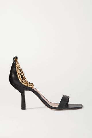 Porte & Paire + Chain-Embellished Leather Sandals