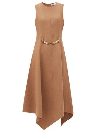 JW Anderson + Chain-Embellished Asymmetric Wool-Blend Dress
