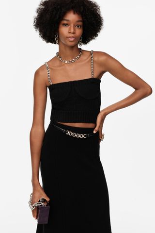 Zara + Limited Edition Chain Strap Knit Top