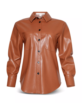 Jonathan Simkhai Standard + Vegan Leather Pleated Sleeve Shirt