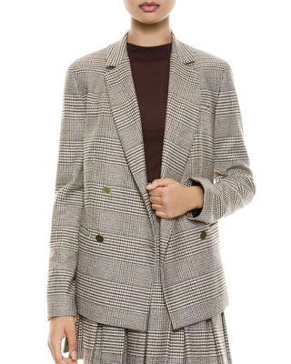 Alice and Olivia + Bergen Double Breasted Plaid Blazer