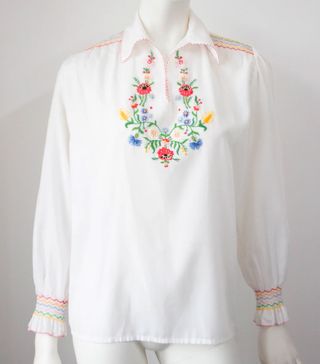 Vintage + 70s Embroidered Blouse