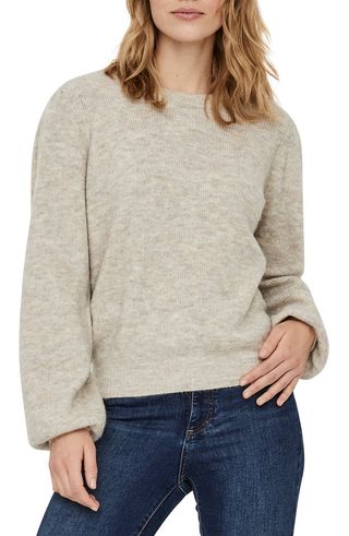 Vero Moda + Lefile Puff Sleeve Ribbed Sweater