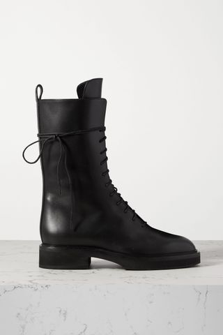 Khaite + Conley Lace-Up Leather Ankle Boots
