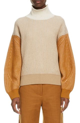 Kenzo + Colorblock Balloon Sleeve Wool Sweater