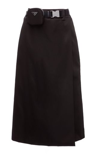 Prada + Belted Wrap-Front Midi Skirt