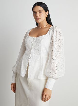 Who What Wear Collection + Hillary Scoop-Neck Eyelet Top