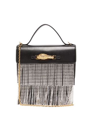 Gucci + Broadway Crystal-Fringe Leather Shoulder Bag