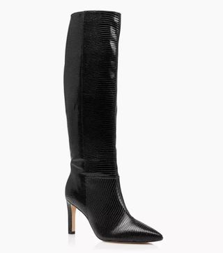Dune + Spice Black Pointed Stiletto Knee High Heeled Boots