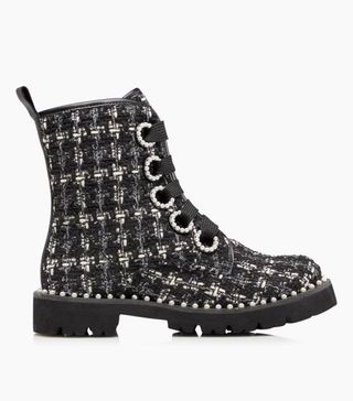 Dune + Purla Black Pearl Detail Ankle Boots