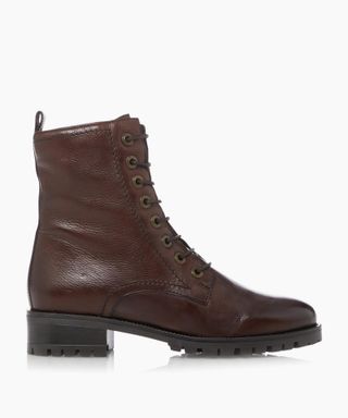 Dune London + Prestone Brown Cleated Sole Lace-Up Hiker Boots