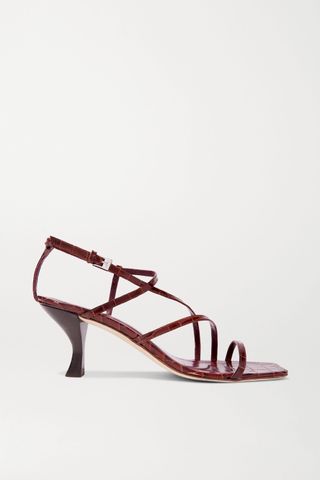 Staud + Gita Croc-Effect Leather Sandals
