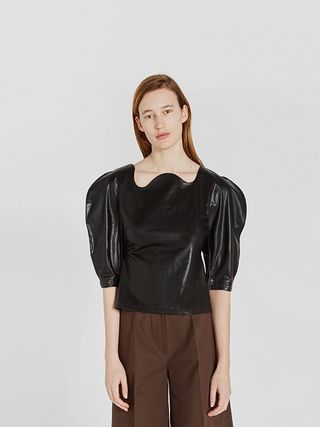Recto + Structured Faux Leather Top