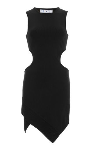 Off-White + Cutout Asymmetric Printed Cotton-Jersey Mini Dress