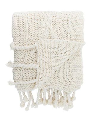 McGee & Co + Knitted Ivory Cotton Throw