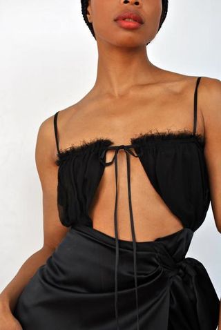 Mirror Palais + Curtain Wrap Dress Black