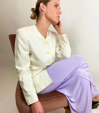 Vintage Viyella + Button Down Jacket in Off-White