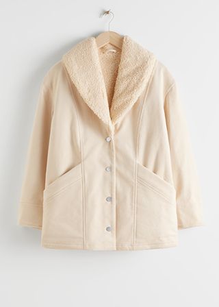 & Other Stories + Organic Cotton Blend Shearling Collar Coat