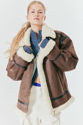 H&M + Oversized Teddy-Fleece-Lined Jacket