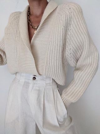 Vintage + Cream Wool Shawl Knit