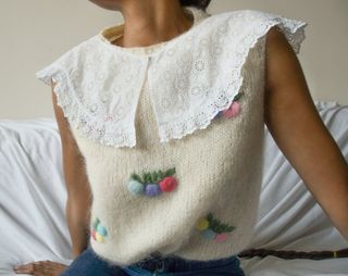 Persephone Vintage + 1960s Berry Embroidered Sleeveless Sweater Vest