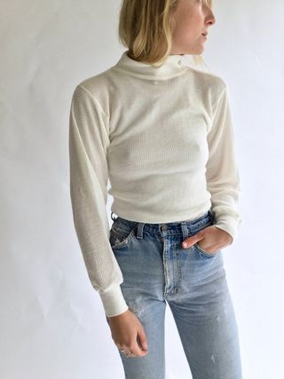 Rawson + Vintage White Waffle Knit Thermal Turtleneck