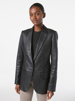 Frame + 70s Leather Jacket in Noir