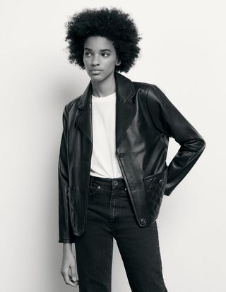 Sandro + Leather Tailored Jacket