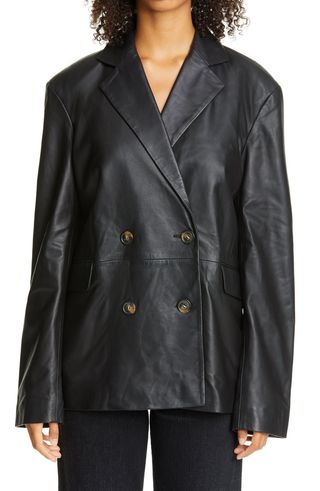 Loulou Studio + Oversized Double Breasted Leather Blazer
