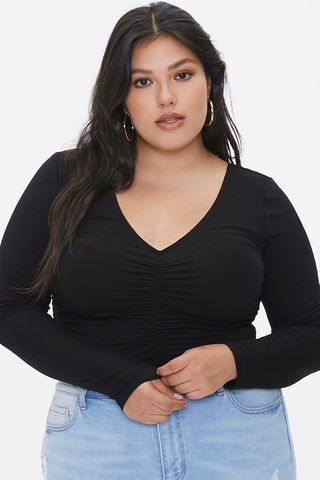 Forever 21 + Plus Size Ruched Long-Sleeve Top