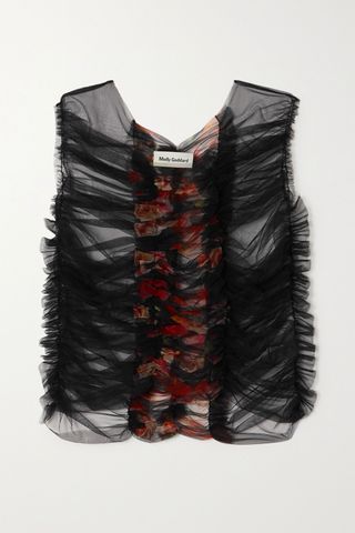 Molly Goddard + Tarquin Floral-Print Ruched Tulle Top