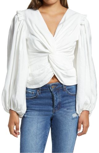 Endless Rose + Twist Front Balloon Sleeve Blouse
