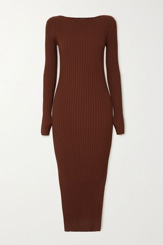 Totême + Orville Ribbed-Knit Midi Dress