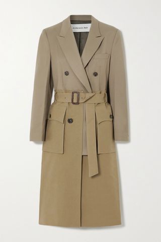 Andersson Bell + Belted Layered Cotton-Twill and Wool-Blend Trench Coat