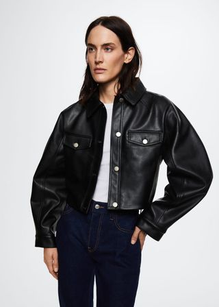 Mango + Short Leather-Effect Jacket