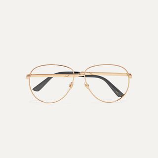 Gucci + Aviator-Style Gold-Tone Optical Glasses