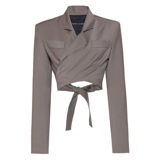 Michael Lo Sordo + Cropped Wool Wrap Blazer