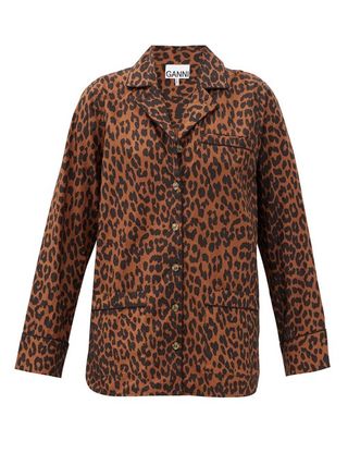 Ganni + Leopard-Print Cotton-Poplin Shirt