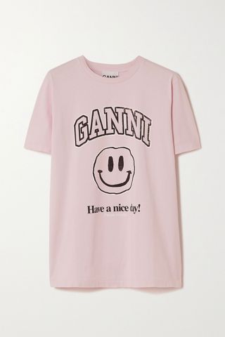 Ganni + Printed Organic Cotton-Jersey T-Shirt