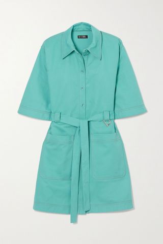 Stine Goya + + Net Sustain Carli Belted Cotton-Twill Mini Shirt Dress