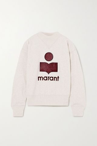 Étoile Isabel Marant + Moby Flocked Mélange Cotton-Blend Jersey Sweatshirt