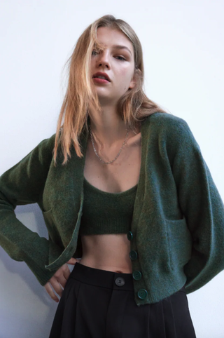 Zara + Knit Cropped Jacket